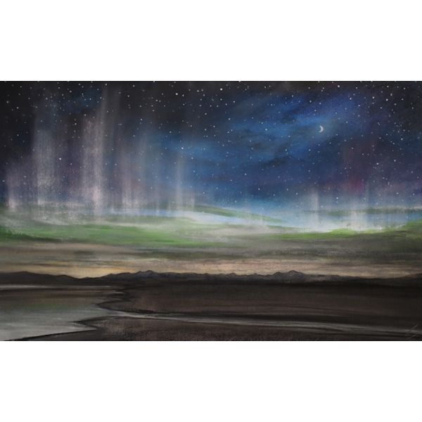 Distant Evening Light Passing High in Enchantment – Act 2 – Aurora Borealis over the Lakeland fells from the Duddon Estuary pier, Cumbria, Signed Limited Edition Print by Daniel Cooper