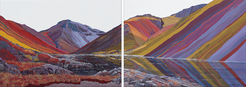 Libby Edmondson ‘Reflections’, Wastwater. Diptych, Limited Edition Print on canvas