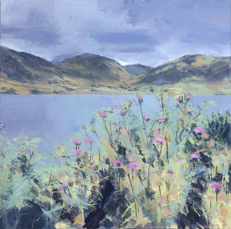 Tracy Levine ‘Pink thistles by Crummock Water ‘. Limited Edition Print