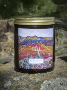 FELL candle by Fern & Fell, featuring Libby Edmondson artwork: The Wall
