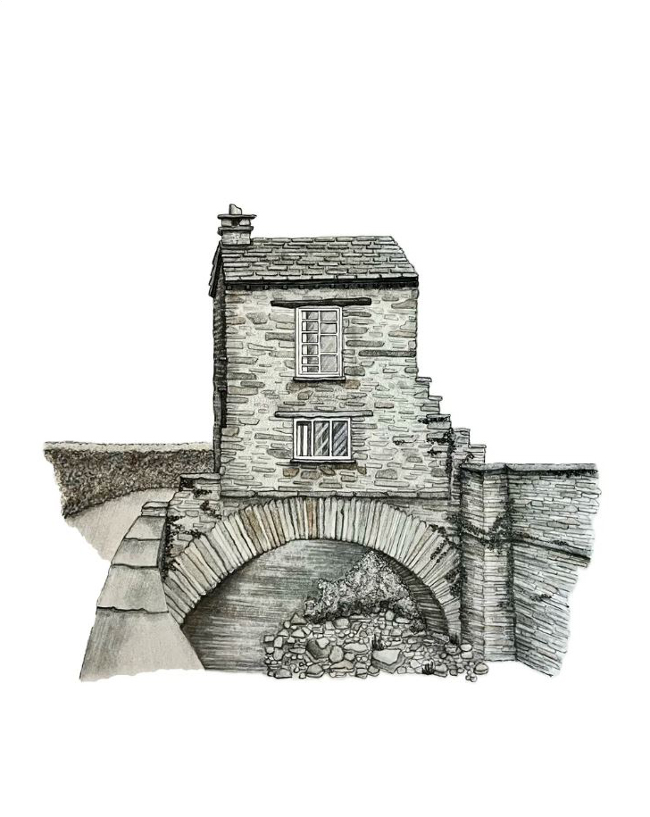 Ambleside Bridge House print by Beth Tidmarsh ( Beth Draws Buildings )
