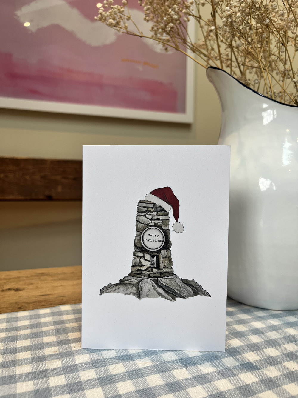Peak Occasions - Merry Christmas (Hat) A6 Greetings Cards by Beth Tidmarsh ( Beth Draws Buildings ) pack of 10 - Image 2