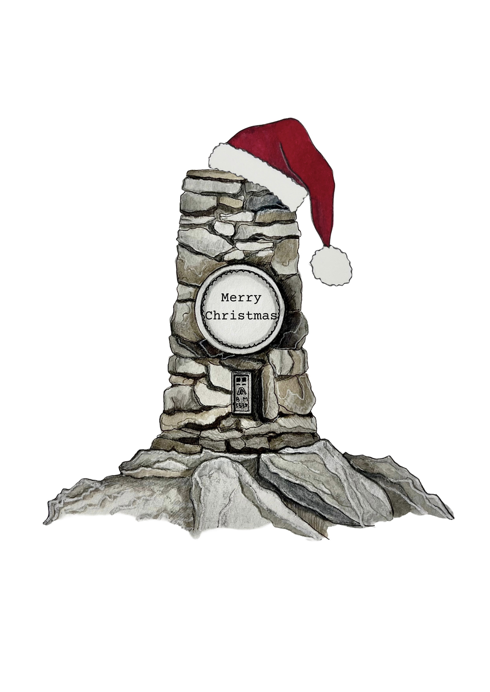 Peak Occasions – Merry Christmas (Hat) A6 Greetings Cards by Beth Tidmarsh ( Beth Draws Buildings ) pack of 10