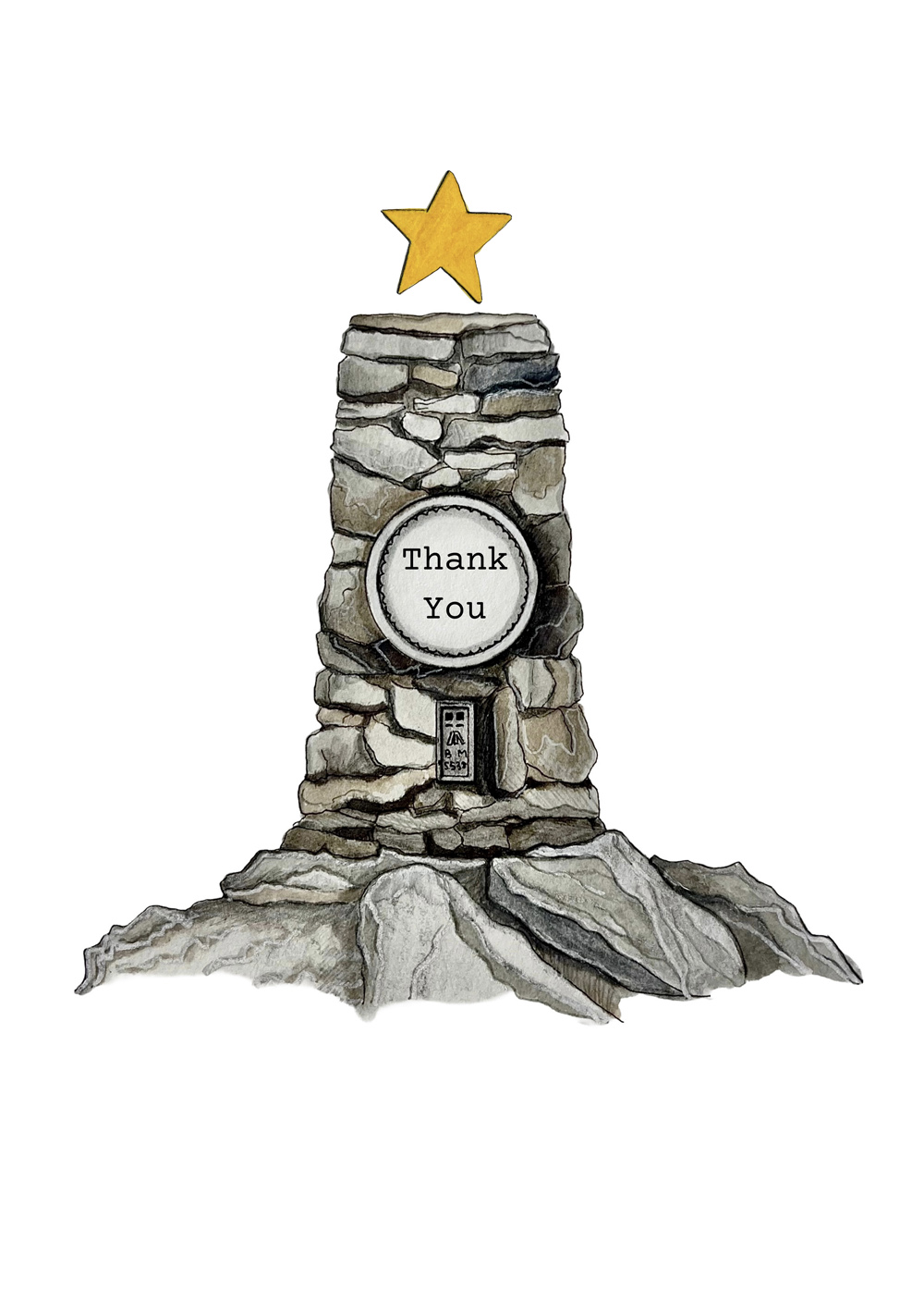 Peak Occasions – Thank You A6 Greetings Cards by Beth Tidmarsh ( Beth Draws Buildings ) pack of 10